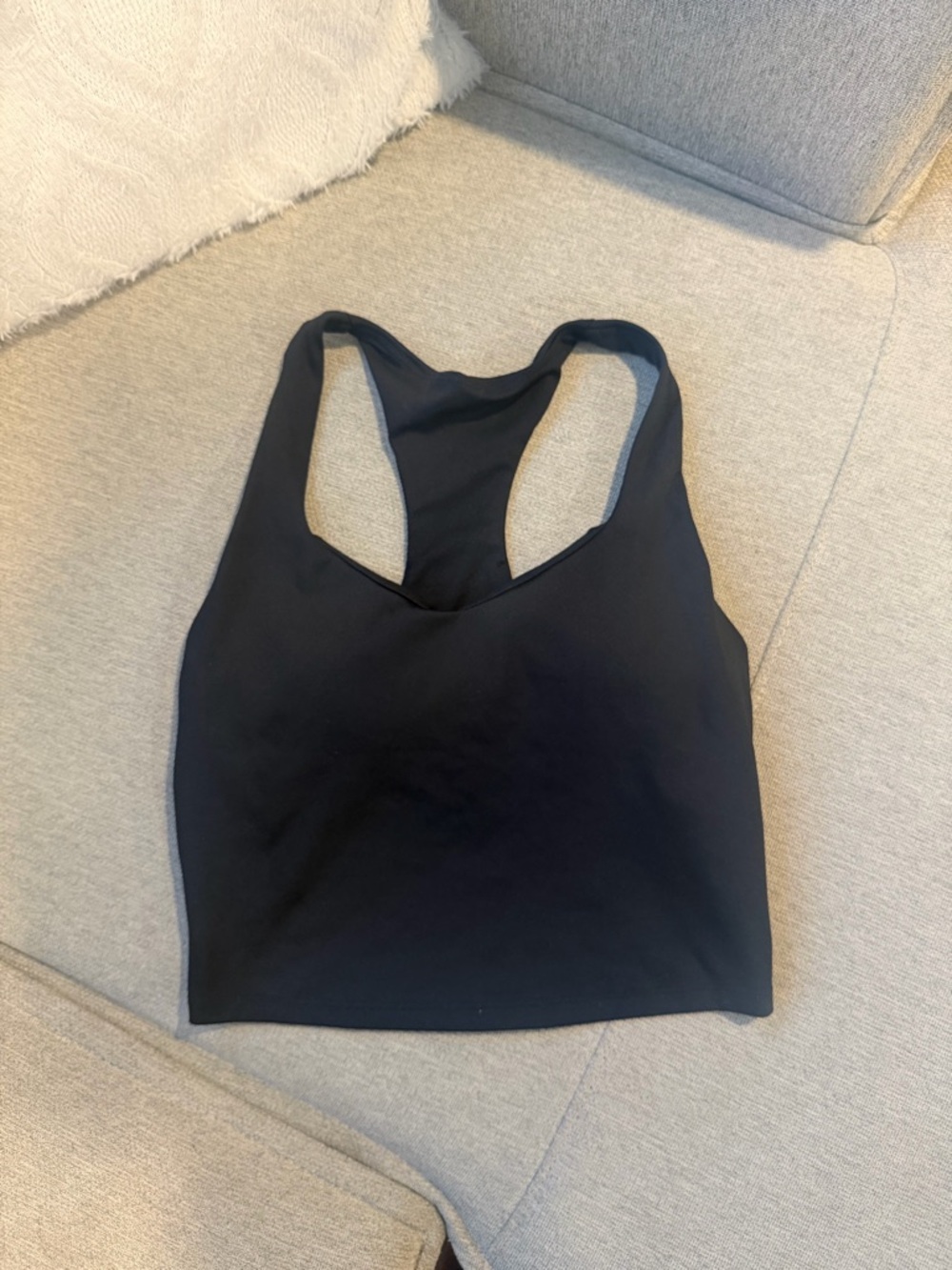 Fabletics Black Racerback Crop Tank Sports Bra Padded - Picture 4 of 5